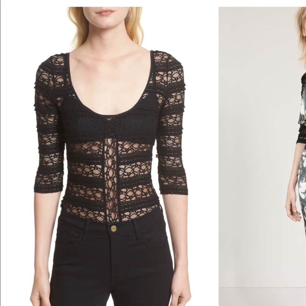 Cinq a sept Marla black lace bodysuit NWOT.